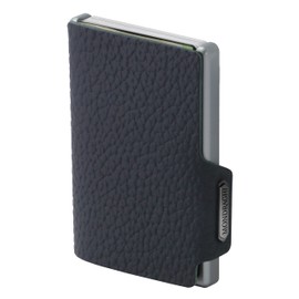 MONDRAGHI® Mini Wallet. Ultra Light Grain Leather Wallet. Small Wallet with RFID Protection Chip - Card Holder with Alloy Frame | ONE, blue