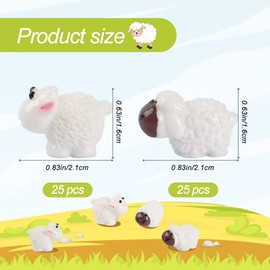 HUIANER Miniature Sheep 50PCS Mini Garden Herd of Sheep Fairy Garden Sheep Resin Sheep Figurine Moss Landscape Decoration DIY Craft Home Decor