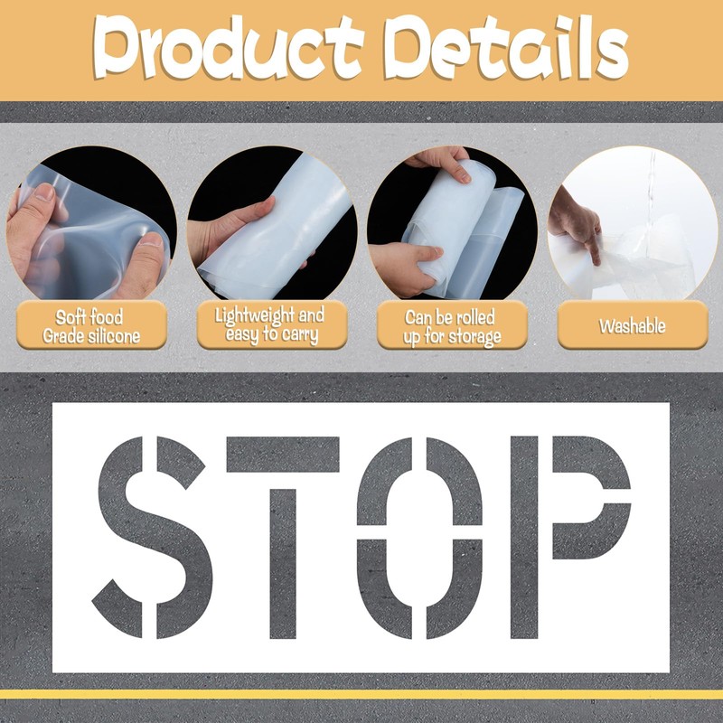 24" Stop Pavement Stencil – Heavy-Duty Silicone Road Marking Template