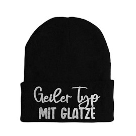 tshirtladen Hat – Cool Type with Bald – Beanie One Size – Winter Hat Soft Touch – Embroidered Sayings Hat – Choice of Colours, black