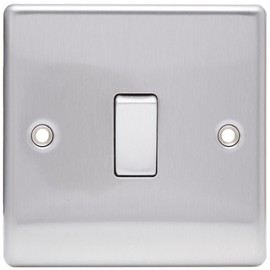 5 x BG NBS12 Light Switches 10A 2 Way (Brushed Steel/Satin Chrome)