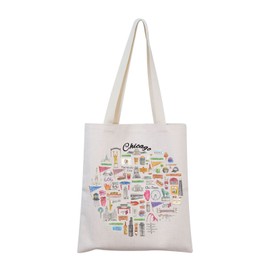 MNIGIU Chicago Tote Bag Chicago Souvenir Gift Chicago Travel Bag Chicago State Gift Chicago Welcome Bag (Chicago Tote)