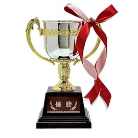 FB-125A Winning Cup 24.5cm Tall with Winning Letter Plate Resin Trophy 5 Pennants