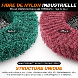 SI FANG 12.5 x 2.2cm Nylon Fiber Sanding Disc, 8 Pack Grit 320/180 Polishing Wheel for Angle Grinder, Cleaning Deburring and Rust Removal