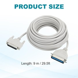 sourcing map DB25 25-Pin Parallel Port Printer Cable, 29.7ft(9.0m) DB25 25 Pin Male to CN36 36 Pin Male Converter with Nickel-Plated Connectors for Scanners Printers Beige