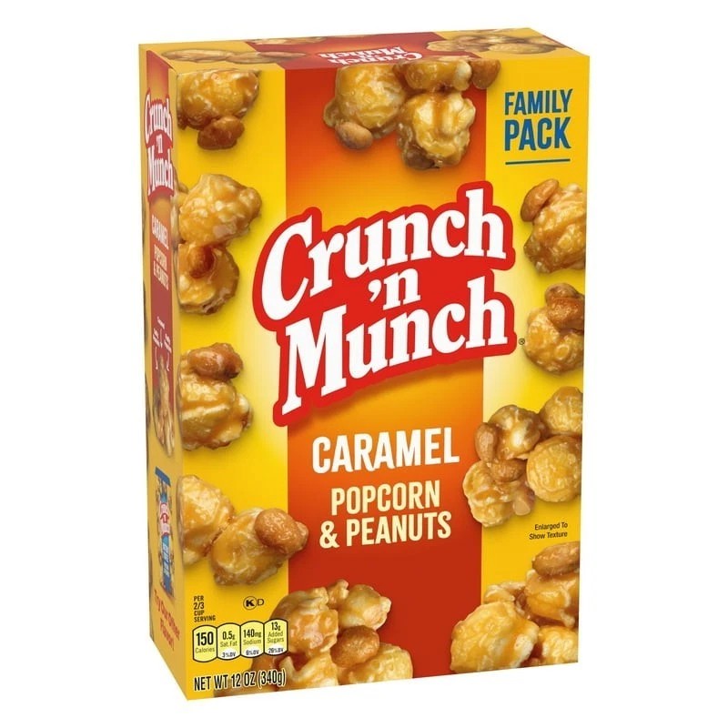 (2-Pack) CRUNCH 'N MUNCH Caramel Popcorn with Peanuts, 12 oz