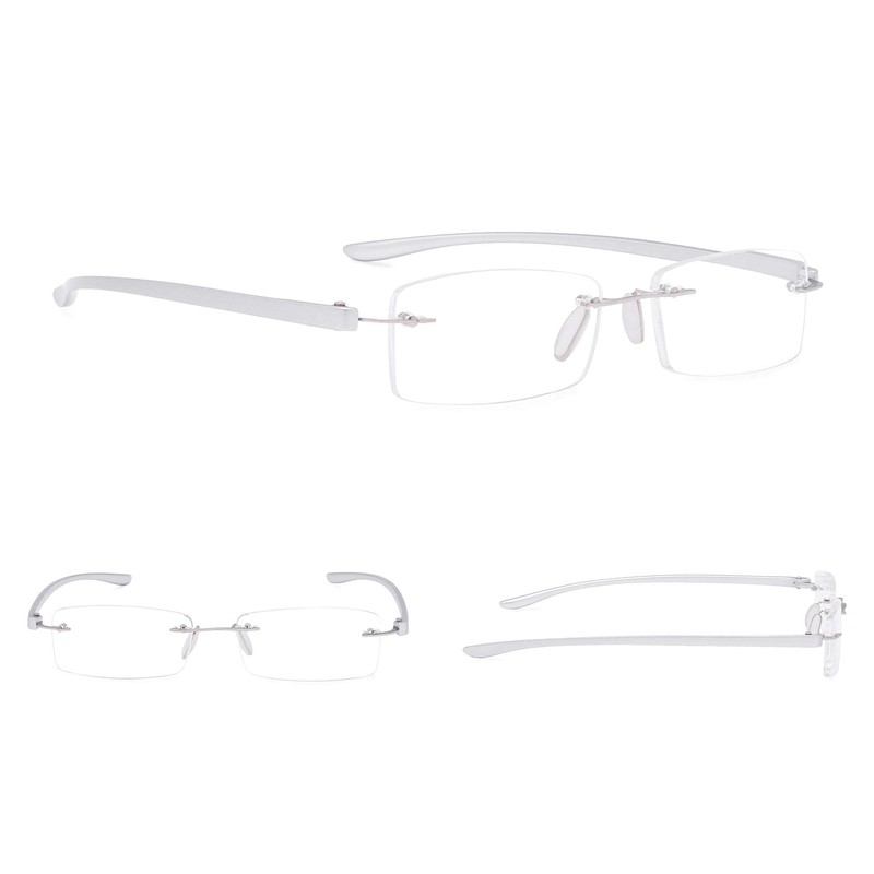 Gr8Sight 7-Pack Rimless Reading Glasses with Small Lenes (Silver,+1.00) H1