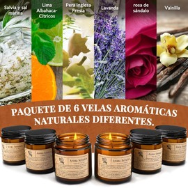 Nasjac Velas Aromaticas Regalo para Mujer, 6 Velas Perfumadas Relajantes 3.5oz, Velas Decorativas Hechas a Mano, Vela Cera de Soya Natural, Vela de Meditacin de Yoga, Regalo Da de San Valentn Madre