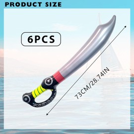 SAIIURV 6 Pack Foam Swords for Kids Adults, 70cm Fake Cutlass Blow up Pirate Sword Inflatable Toy Stage Photo Props Pirate Costume Accessories for Fancy Dress Party Cosplay (Multicolor)