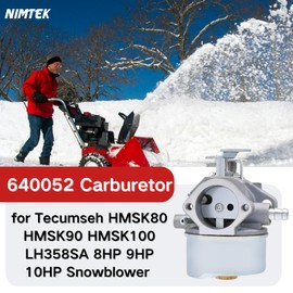 NIMTEK New Carburetor Carb for Tecumseh 640349 640052 640054 8hp 9hp HMSK80 HMSK90 Snowblower with Gasket