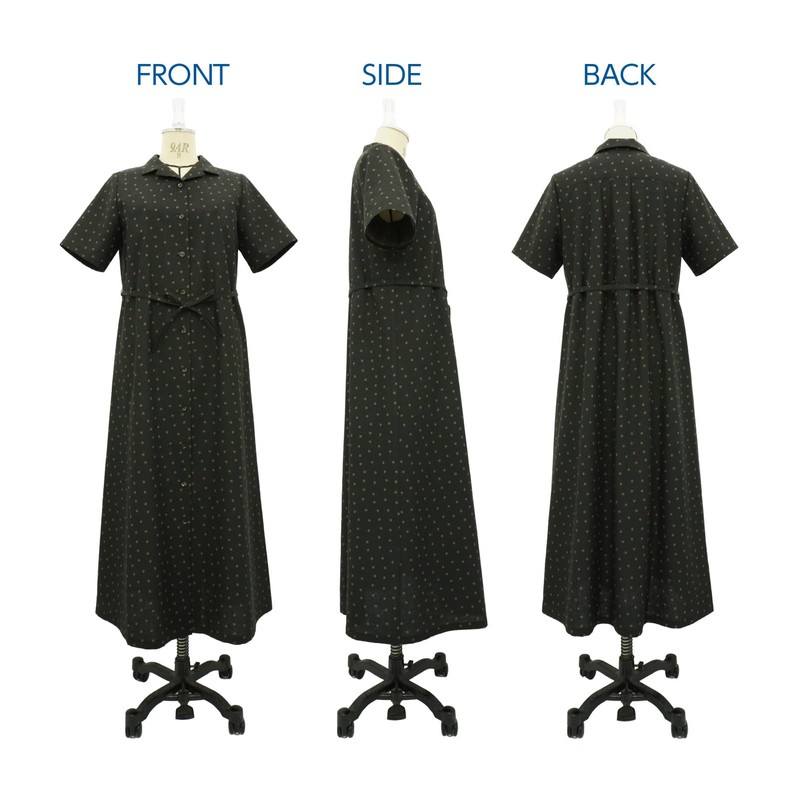 Sun Planning Pattern Pattern Open Collar Dress 7008