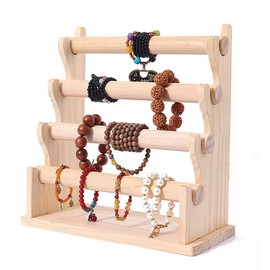 Dreamhousey Solid wood Multi-layer jewelry store jewelry display stand, Bracelet Display stand Hair band chain holder watch display rack Bracelet Organizer jewelry display prop (4-tier)