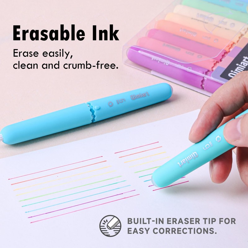 Xipan Erasable Gel Pens 9-Pack, Fine Point 0.6mm Twist Retractable