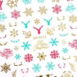 Christmas Nail Stickers Snowflake Nail Stickers Christmas Nail Decals for Winter Nail Decorations Gold Stamping Nail Stickers 3D Self-Adhesive Nail Stickers Manicure Decoration