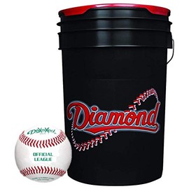 Diamond 6-Gallon Ball Bucket with 30 Leather Grade BLEM Practice Baseballs