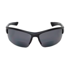 Calabria Sport 202BF Bi-focal Reading Safety Glasses Readers +2.25 Black Grey Mens Womens Anti Fog Wrap Around Semi-Rimless