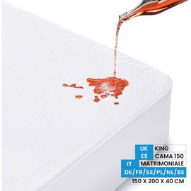 Utopia Bedding Waterproof Mattress Protector King 150 x 200 cm, Fits Up to 40 cm Deep Mattresses, Premium Terry King Size Mattress Protector, All Around Elastic, King Mattress Cover