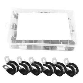 SHINEOFI 47pcs R Shaped Hose Clips Rubber Cushioned Pipe Clamps for Automotive Industrial Use Durable Cable Management Assortment Kit