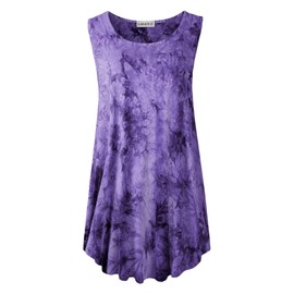 LARACE Túnica sin mangas para mujer, para leggings, acampanada, sin mangas, B-purple_tie dye, 3x