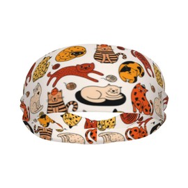 Cute Animal Cat Sweatbands Sports Headband,Breathable Sport Yoga Workout Turban Headband for Women Men Hair Accessories