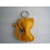 Pendant, Genuine Leather, Yellow, 7 x 5 cm Key Ring