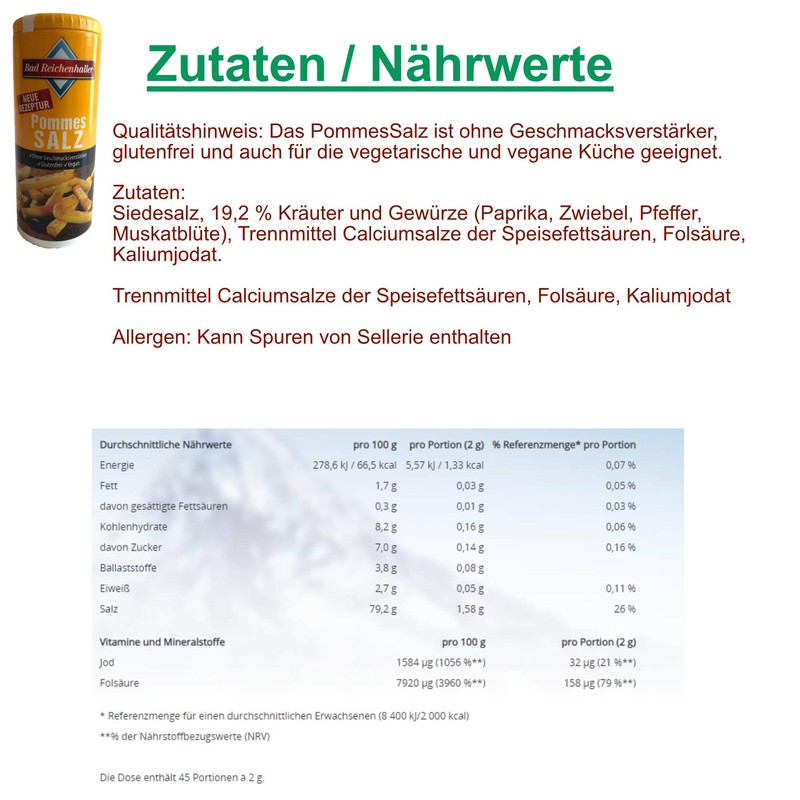 Bad Reichenhaller | Pommes Salz French Fries Salt 90 g