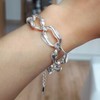Jemjosh Silver Stainless Steel Bracelets for Women Trendy, Textured Rolo