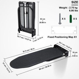 Duwee 12"×36" Wall Mounted Ironing Board,Folding Ironing Board Cabinet with Heat Resistant Cover,Compact Wall Mount Fold Down Iron Board for Small Spaces