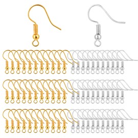 Belerry 400 Pieces Stainless Steel Earring Hooks, Fish Hooks Ear Wires French Wire Hooks, Coil and Ball Style Nickel-Free Ear Wires for Jewelry Making (Gold & Silver)