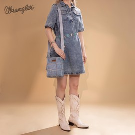 Wrangler Woven Crossbody Bag for Women Western Floral Tooled Woven Cross Body Shoulder Purse Gift WG343-2003JN