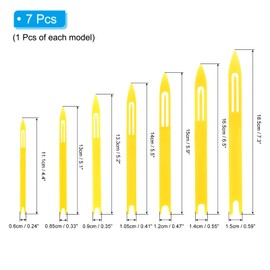 PATIKIL Fishing Net Repair Kit, 7 Pcs Plastic Fishing Net Sewing Needles 1#，2#,3#,4#,5#,6#,7# for Fishing Net Repairing, Yellow
