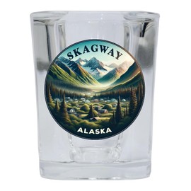 R and R Imports Skagway Alaska Souvenir Destination 2 Ounce Shot Glass Square Single