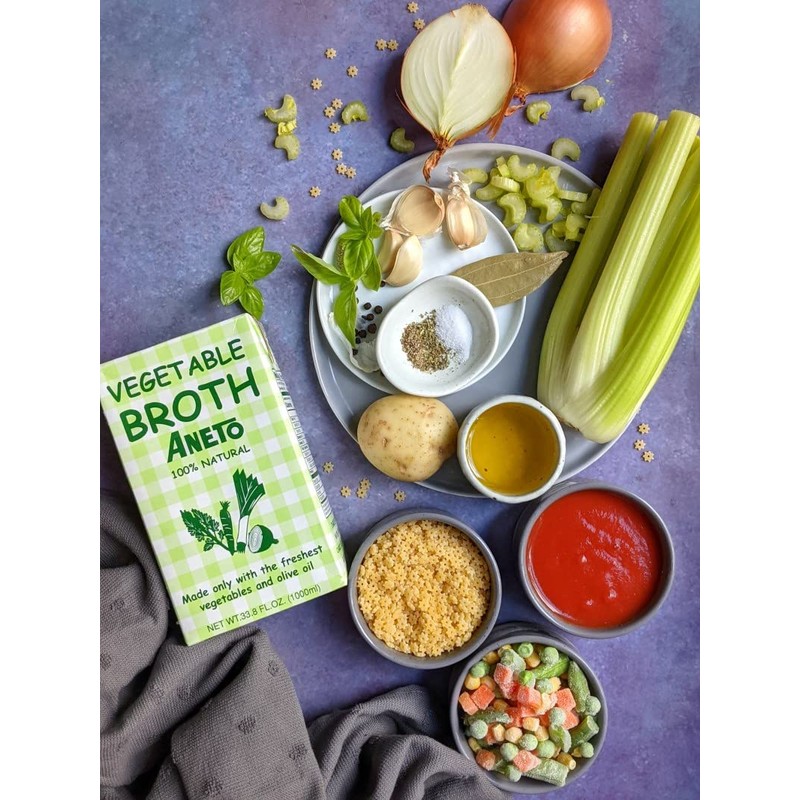 Aneto 100% Natural Vegetable Broth 34 fluid ounce | Made