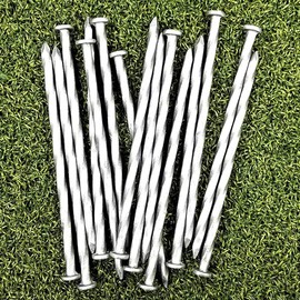 (70-Pack) Premium 6-Inch Turf Nails, Landscape Stakes, Spiral Metal Galvanized Landscape Spikes, Garden Nails for Artificial Turf, Garden Edging, Paver Edging, Timber & More (70)