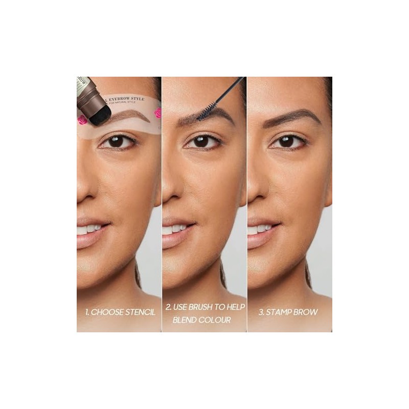 Eyebrow Stamp and Stencil Kit for Brow Shaping, Reusable Makeup