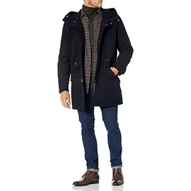 Cole Haan Men's Wool Melton Anorak, Navy, Large