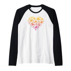 Colorful Cute Hearts Shape Silhouette Lover - Cowboy Rodeo Raglan Baseball Tee