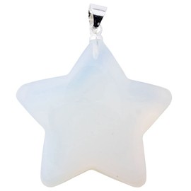 Earth Story Opalite Puff Star Pendant with Silver Plated Bail – Healing Crystal Necklace for Peace, Clarity & Emotional Balance