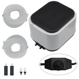 Small Aquarium Air Pump for Fish Tanks 300 Gallons,Quiet 5W 190GPH Dual-Outlet Aerator Pump with Adjustable Airflow,Includes Cylindrical Air Stones,Tubing,Check Valve Ideal for Livewells and Aquariums