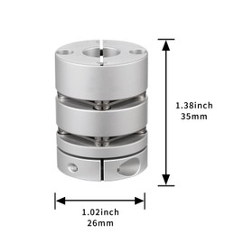 GND Flexible Shaft Coupling 9.5 to 6mm Diameter 26mm Length 35mm for Printing Machine Servo Electric Motor(9.5-6mm)