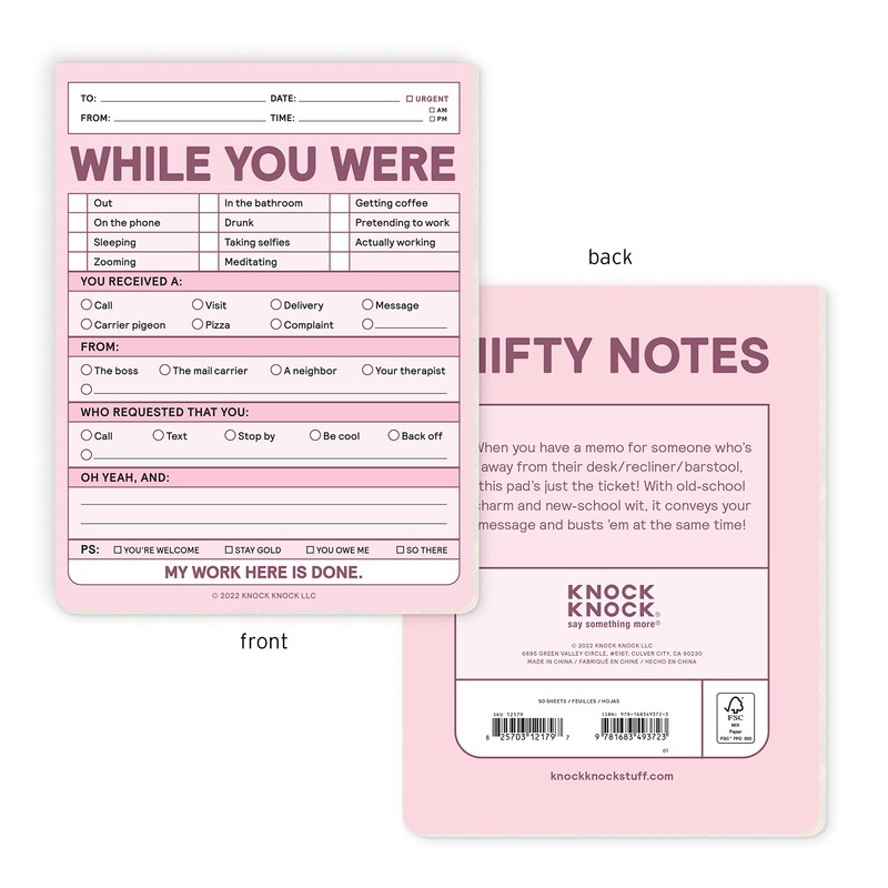 Knock Knock 1-Count While You Were Memo Pads, Funny Office