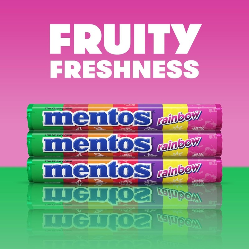 Mentos Chewy Mint Candy Roll, Rainbow Mint Candies, 14 Pieces