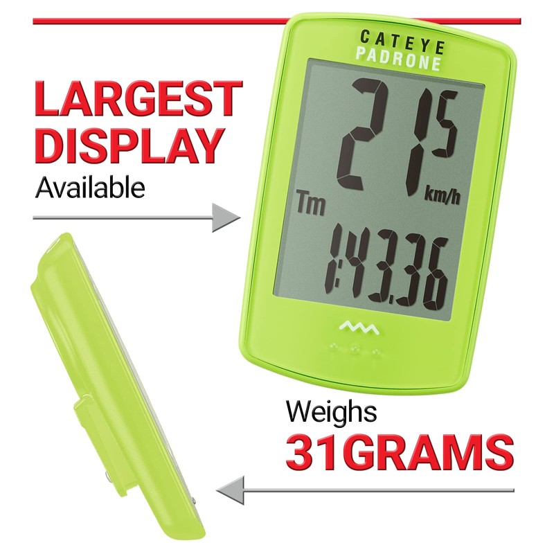 CATEYE Padrone Wireless Bike Computer – Oversized Display Cyclocomputer, Wireless