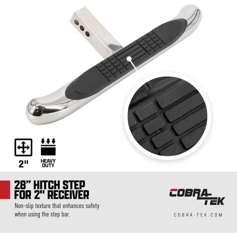 ‎Cobra-Tek 28" Hitch Step W/Led Brake Light w/ Hitch Pin