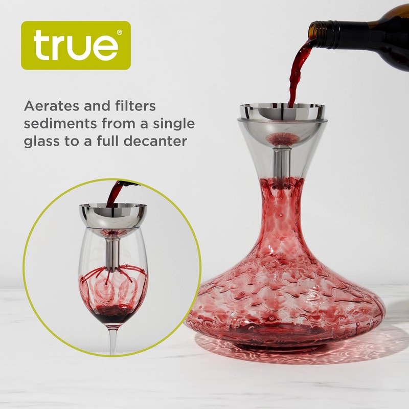 True Fountain Aerating Decanter Funnel, Red and White Wine Funnel