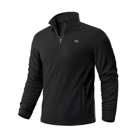 Pudolla Mens Quarter Zip Pullover Long Sleeves Gym Workout Shirts Dry Fit Performance Running Tops(Black XXL