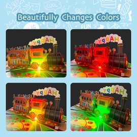 3D Music Cartoon Train Birthday Card, 3D Pop Up Birthday Greeting Cards with Music, Play Happy Birthday Music for Wife, Husband, Him, Her,Kids, Men and Women