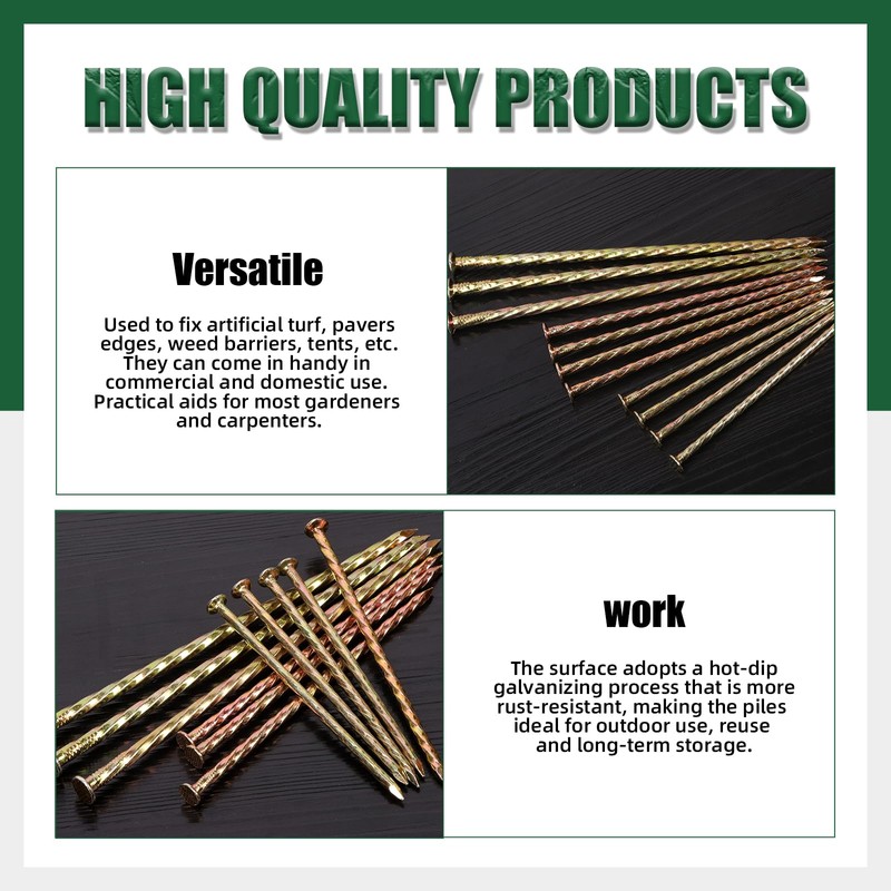 Keadic 43Pcs Galvanized Metal Spiral Landscape Spikes Assortment Set, 5"