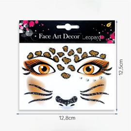 LEMONSTONE Pack of 2 Face Tattoos Carnival, Leopard Make-Up, Leopard Make-Up, Leopard Tattoo Face, Leopard Tattoo Face, Face Stickers, Temporary Tattoos for Fancy Dress