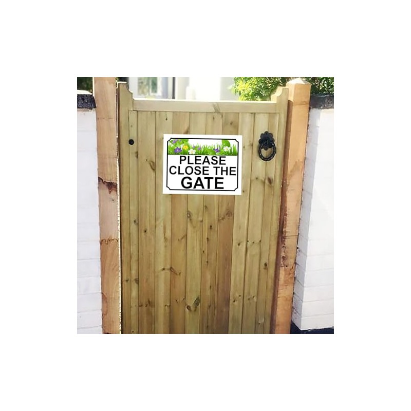 Shawprint PLEASE CLOSE THE GATE METAL SIGN FLOWER THEME 200MM